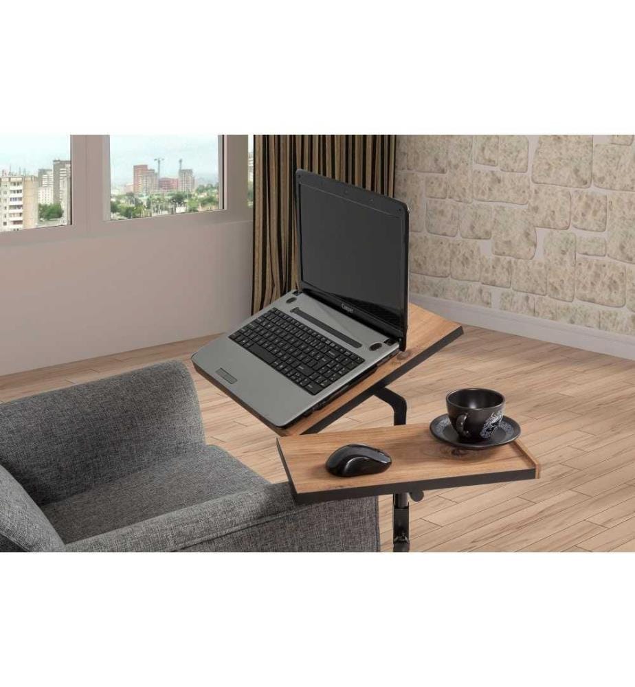 Laptop-Stehpult, Atlantic Pine, Schwarz, Melaminbeschichtete Spanplatte