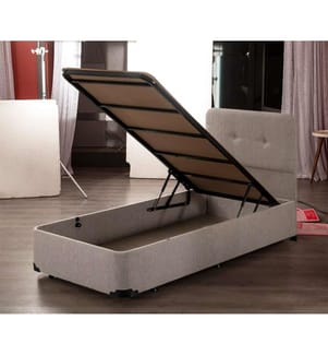 Base per letto singolo, beige, profilo in acciaio 20 x 30 cm
