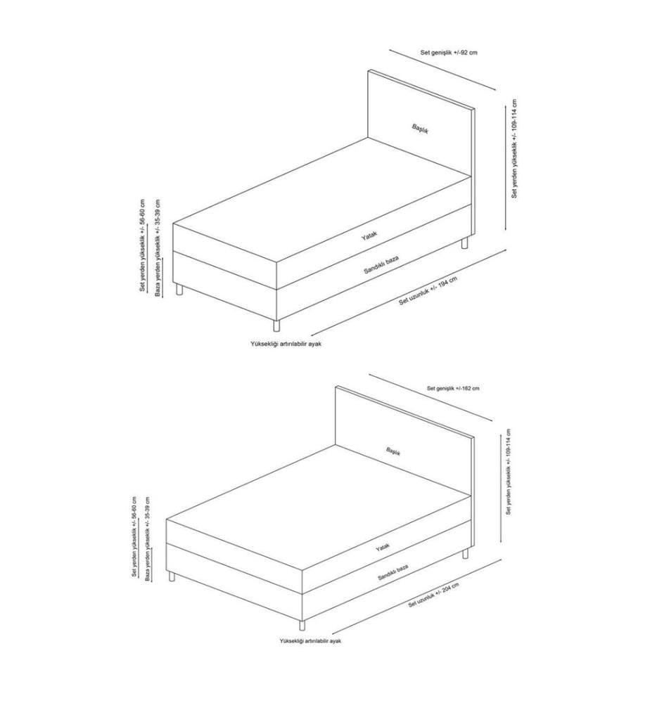 Single Bed Base & Headboard, Anthracite, Melamine Coated Particle Board Thickness: 18 Mm