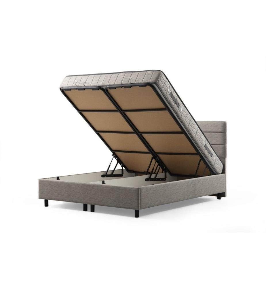 Double Bed Base & Headboard, Light Grey, Melamine Coated Particle Board Thickness: 18 Mm