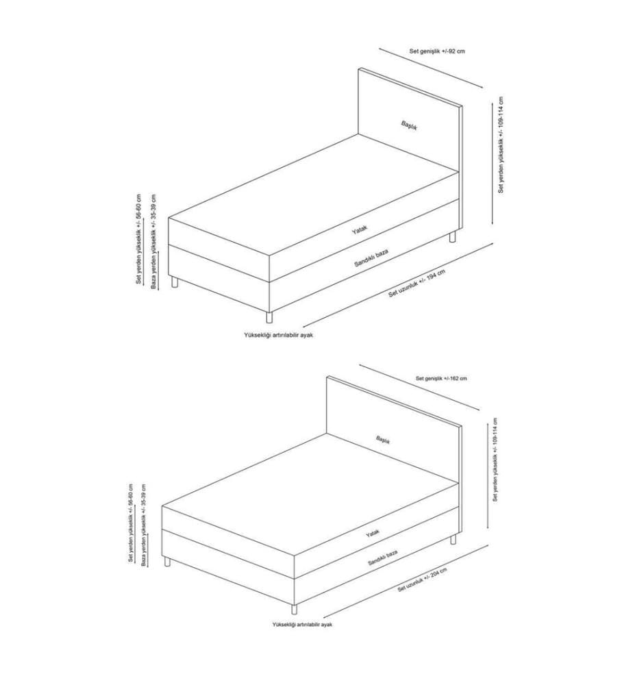 Double Bed Base & Headboard, Light Grey, Melamine Coated Particle Board Thickness: 18 Mm
