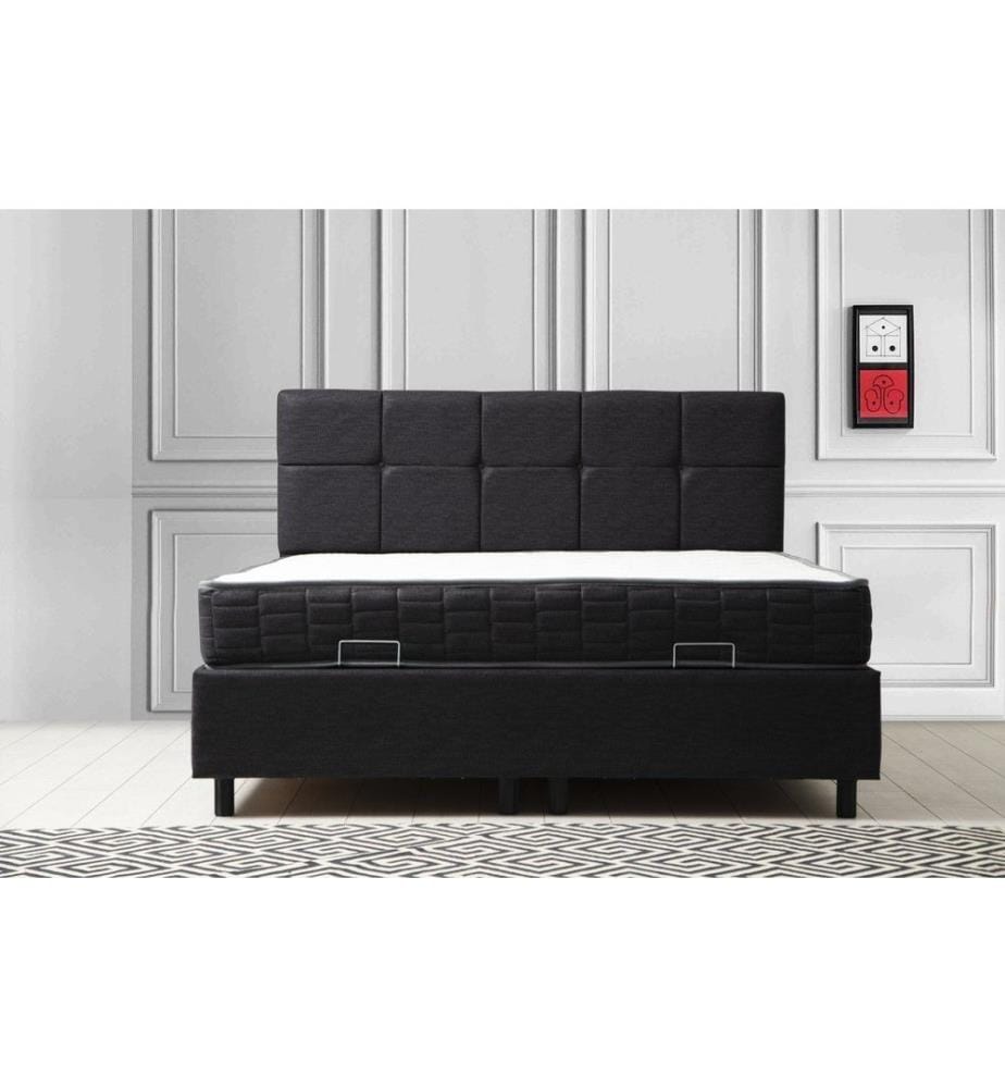Matelas simple, sommier et tête de lit, anthracite, panneau de particules mélaminé