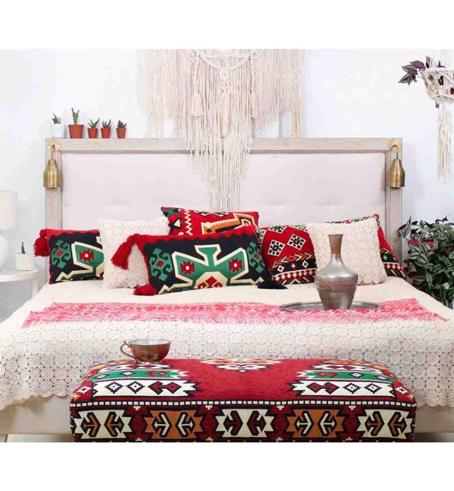 Cuscino, Rosso, 50% cotone - 50% poliestere, imbottitura in fibra