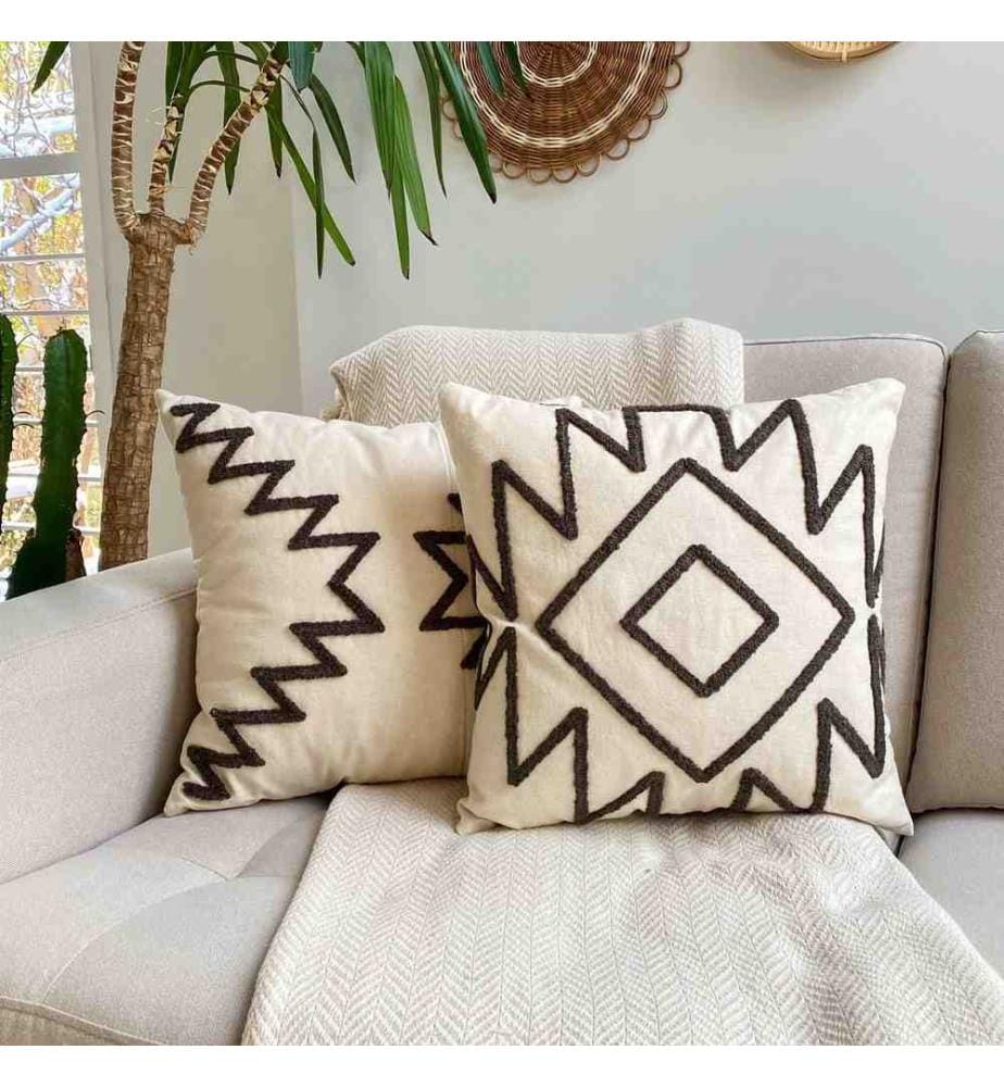 Set di cuscini, Marrone, Tessuto: 100% Cotone, Filato: 50% Lana - 50% Cotone