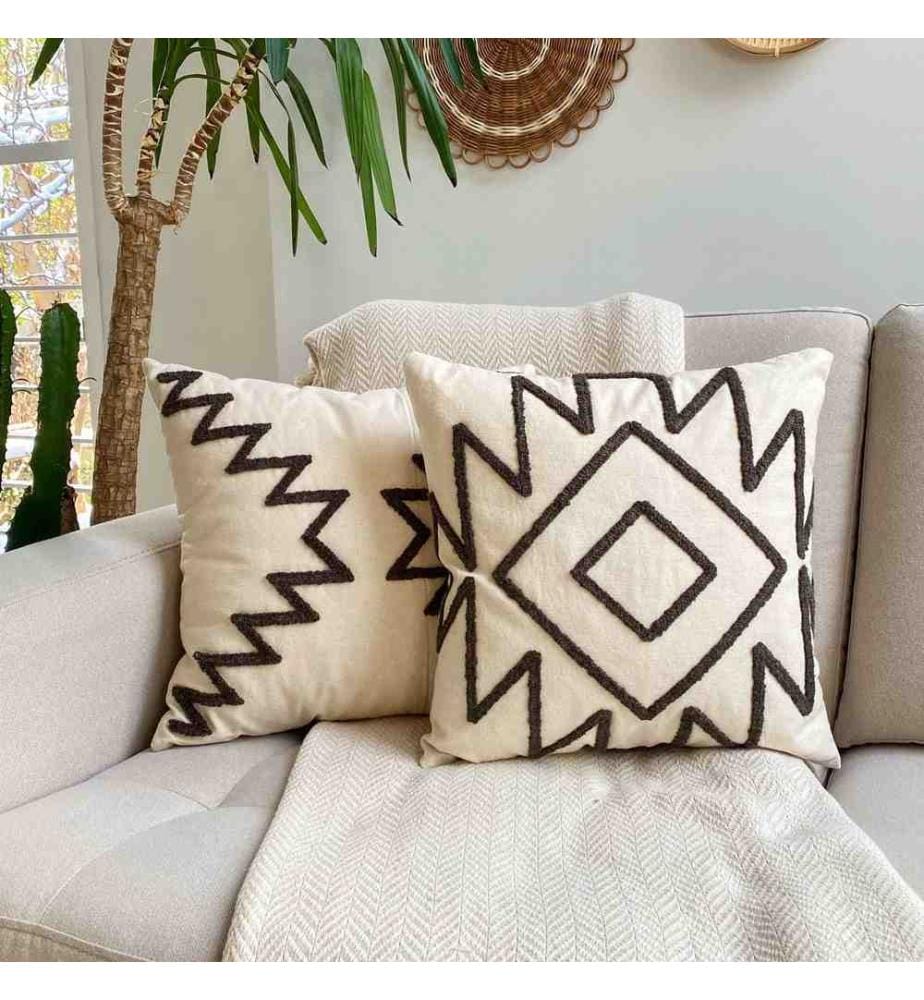 Set di copricuscini, Marrone, Tessuto: 100% Cotone, Filato: 50% Lana - 50% Cotone
