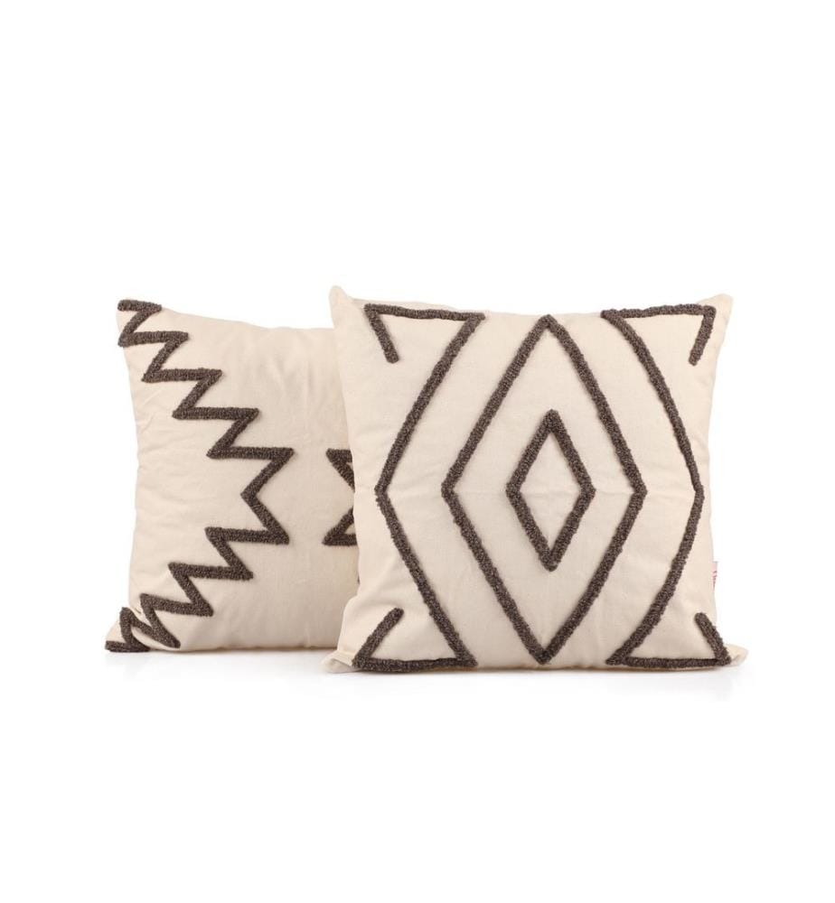 Set di cuscini, Marrone, Tessuto del cuscino: 100% Cotone, Filato: 50% Lana - 50% Cotone
