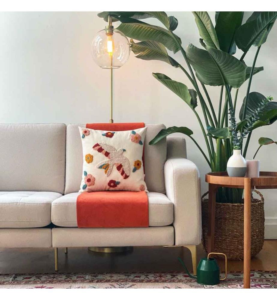 Copricuscino, Rosa, Rosso, Verde Azzurro, Tessuto: 20% Lino - 80% Pes
