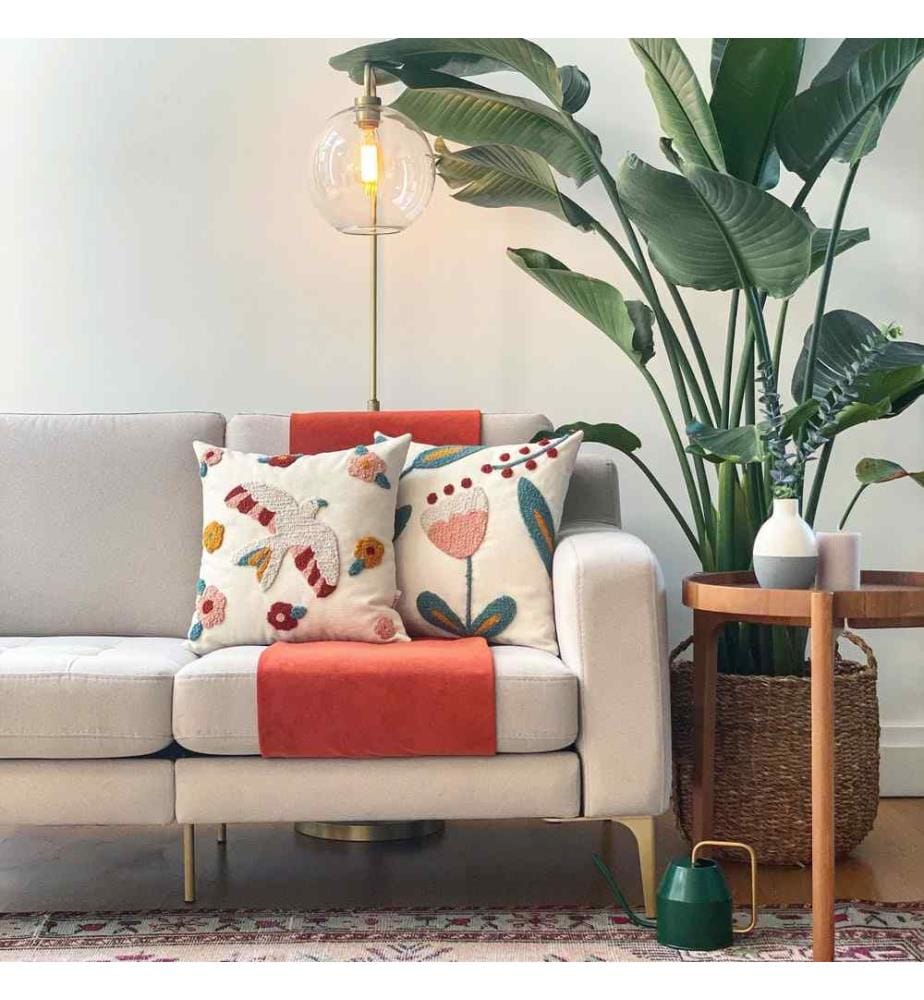 Copricuscino, Rosa, Rosso, Verde Azzurro, Tessuto: 20% Lino - 80% Pes