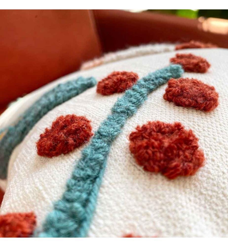 Copricuscino, Rosa, Rosso, Verde Azzurro, Tessuto: 20% Lino - 80% Pes