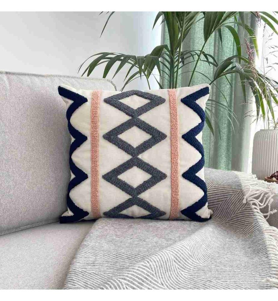 Copricuscino, Blu scuro, Antracite, Rosa cipria, Tessuto: 20% Lino - 80% Pes