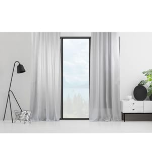 Tenda trasparente, bianca, 100% poliestere, crepe chiffen in finta seta