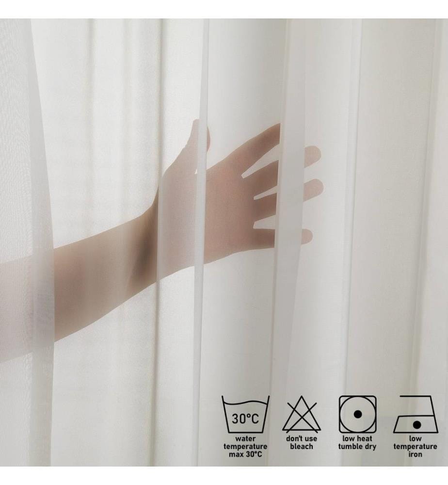 Tenda trasparente, ecrù, 100% poliestere, crepe chiffen in finta seta