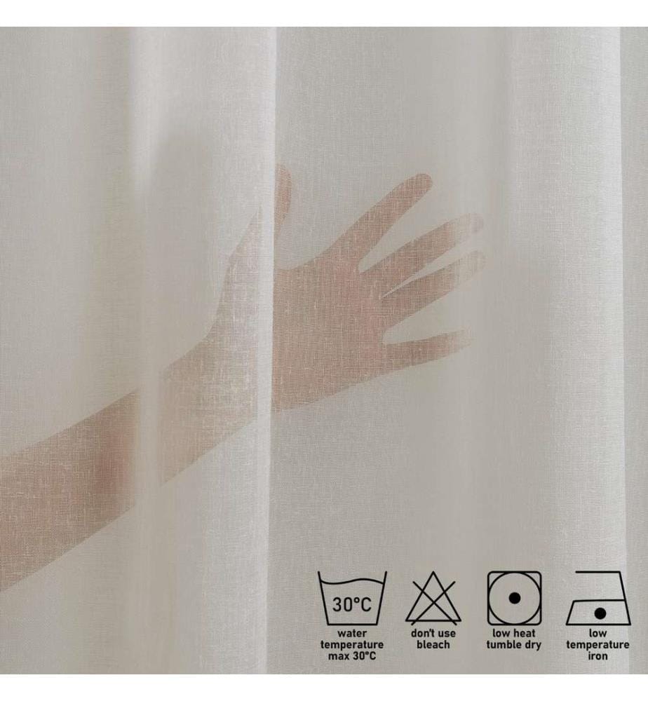 Rideau transparent, écru, 100% polyester, faux lin