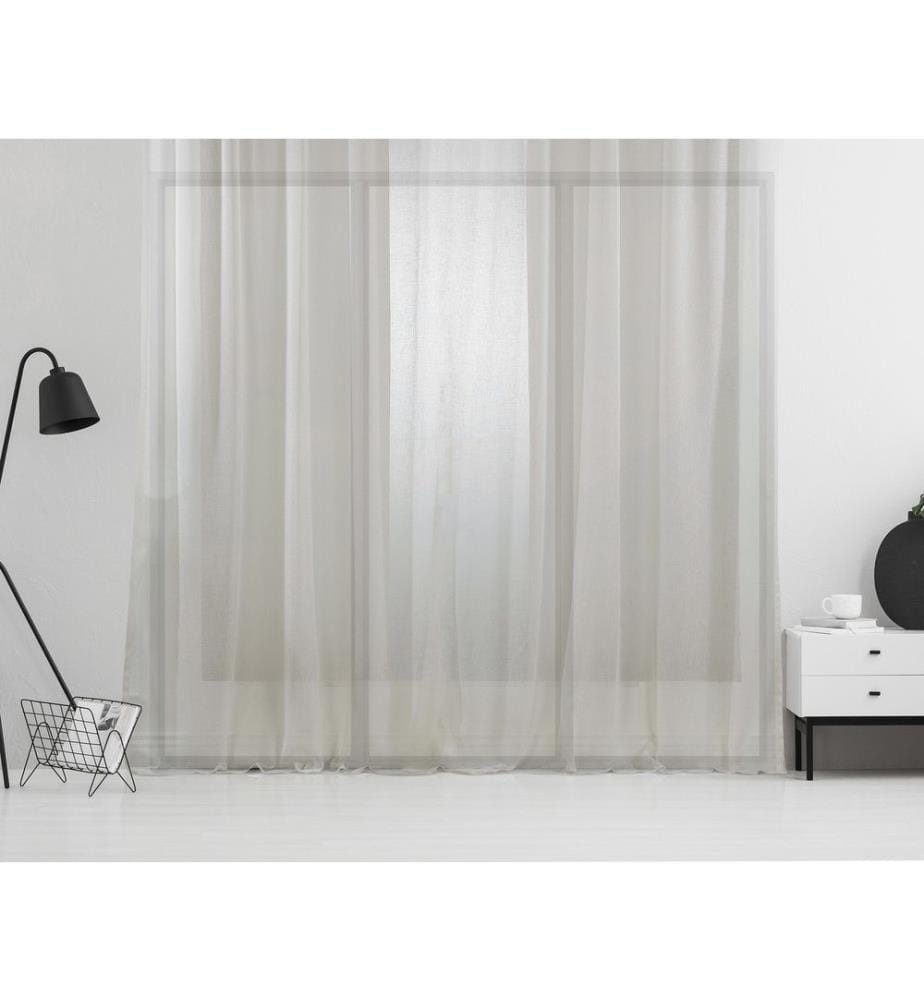 Tenda trasparente, ecrù, 100% poliestere, finto lino