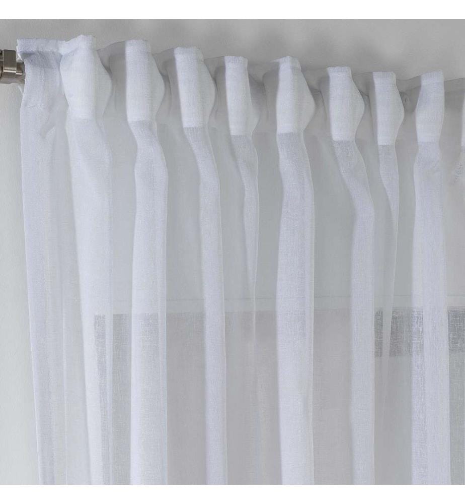 Tenda trasparente, bianca, 100% poliestere, finto lino