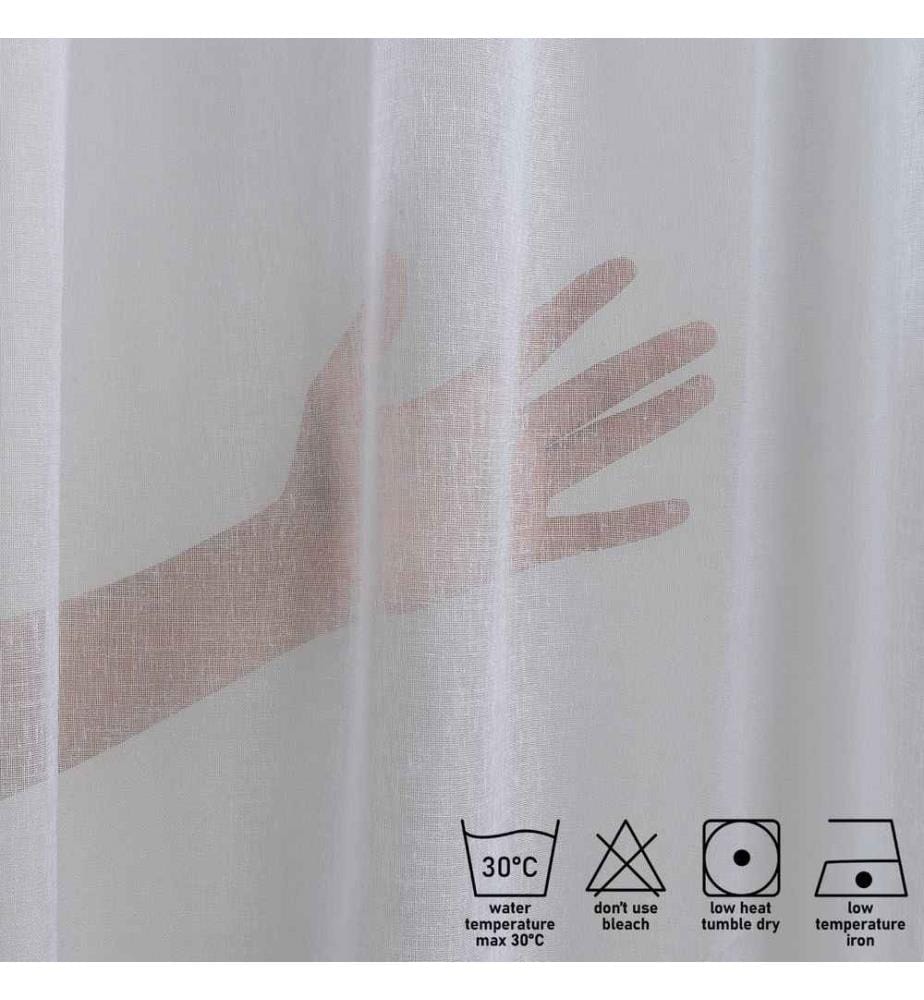 Tenda trasparente, bianca, 100% poliestere, finto lino