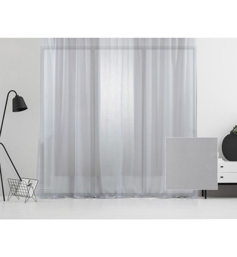 Tenda trasparente, bianca, 100% poliestere, finto lino