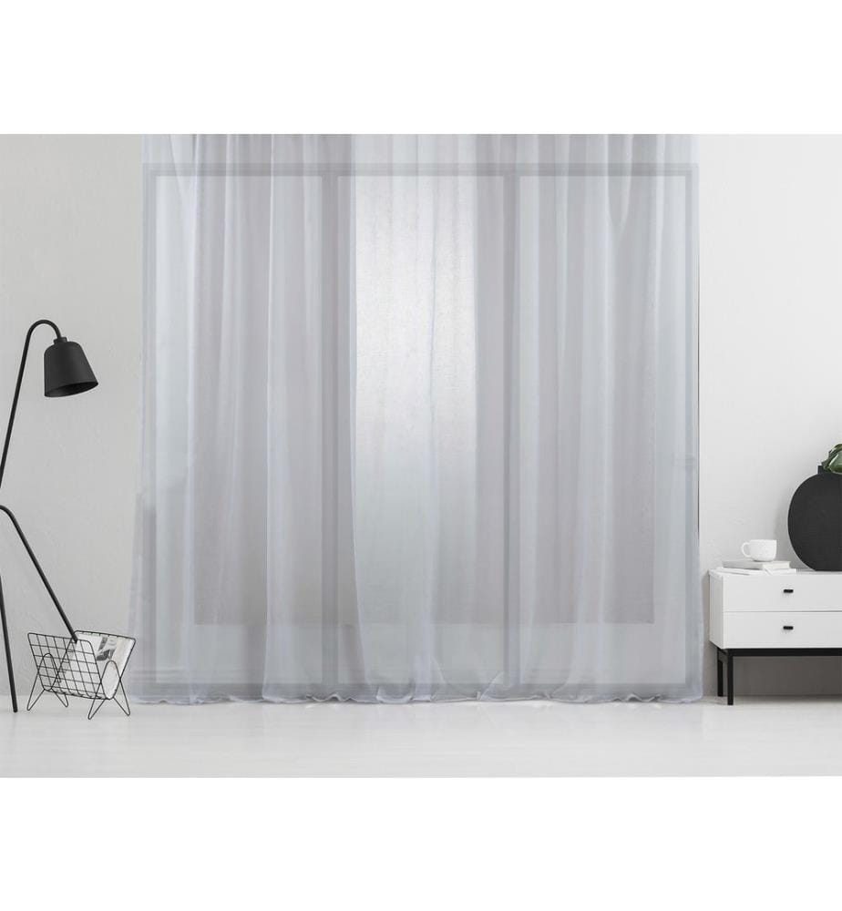 Tenda trasparente, bianca, 100% poliestere, finto lino