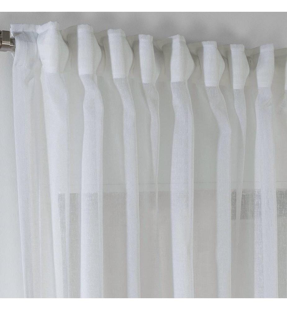 Tenda trasparente, crema, 100% poliestere, finto lino