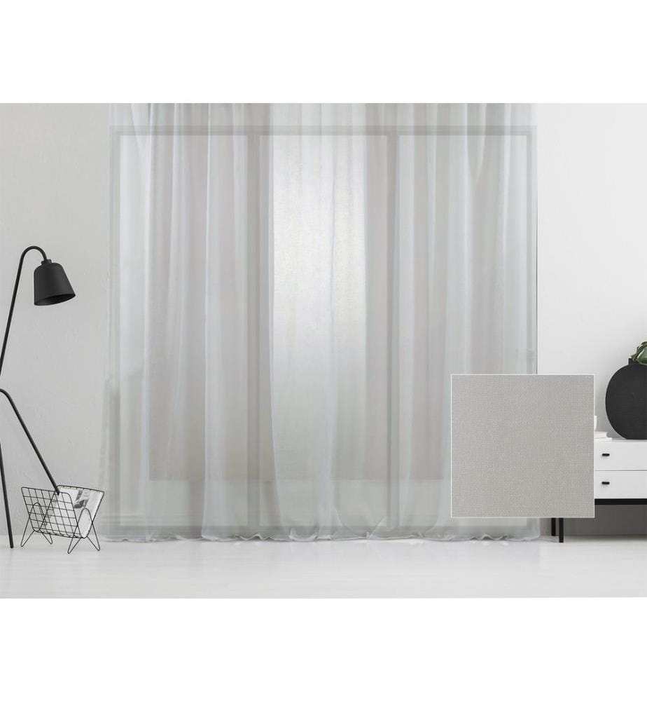 Tenda trasparente, crema, 100% poliestere, finto lino