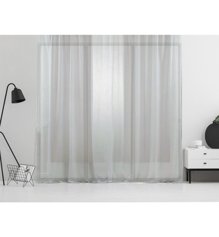 Tenda trasparente, crema, 100% poliestere, finto lino