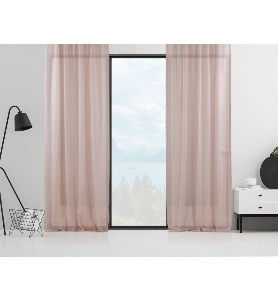 Rideau à voilage, poudre, 100% polyester, faux lin