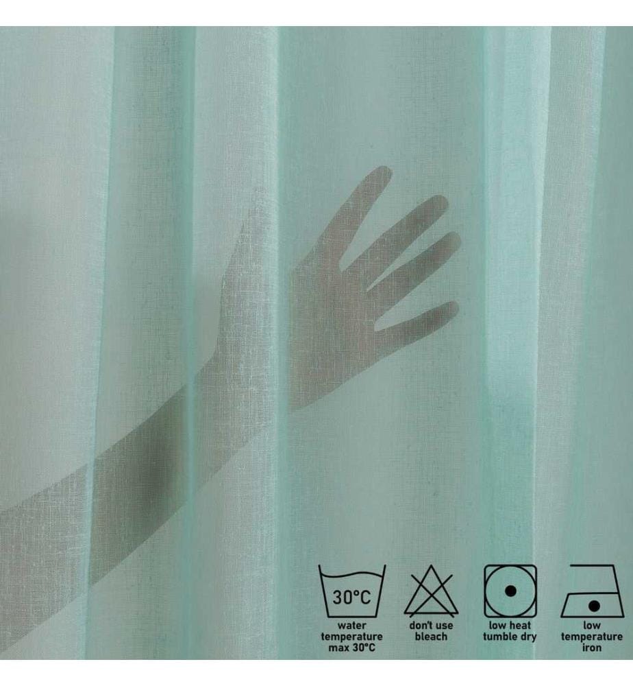 Tenda trasparente, menta, 100% poliestere, finto lino