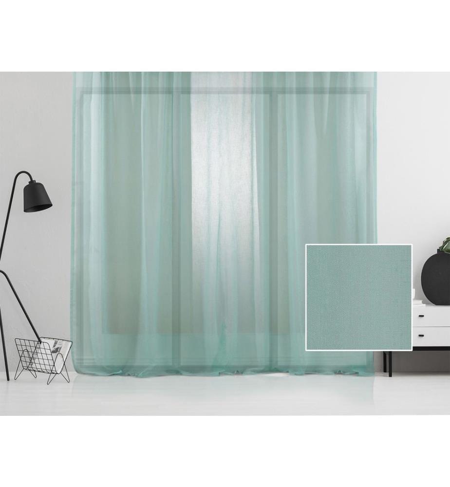 Tenda trasparente, menta, 100% poliestere, finto lino