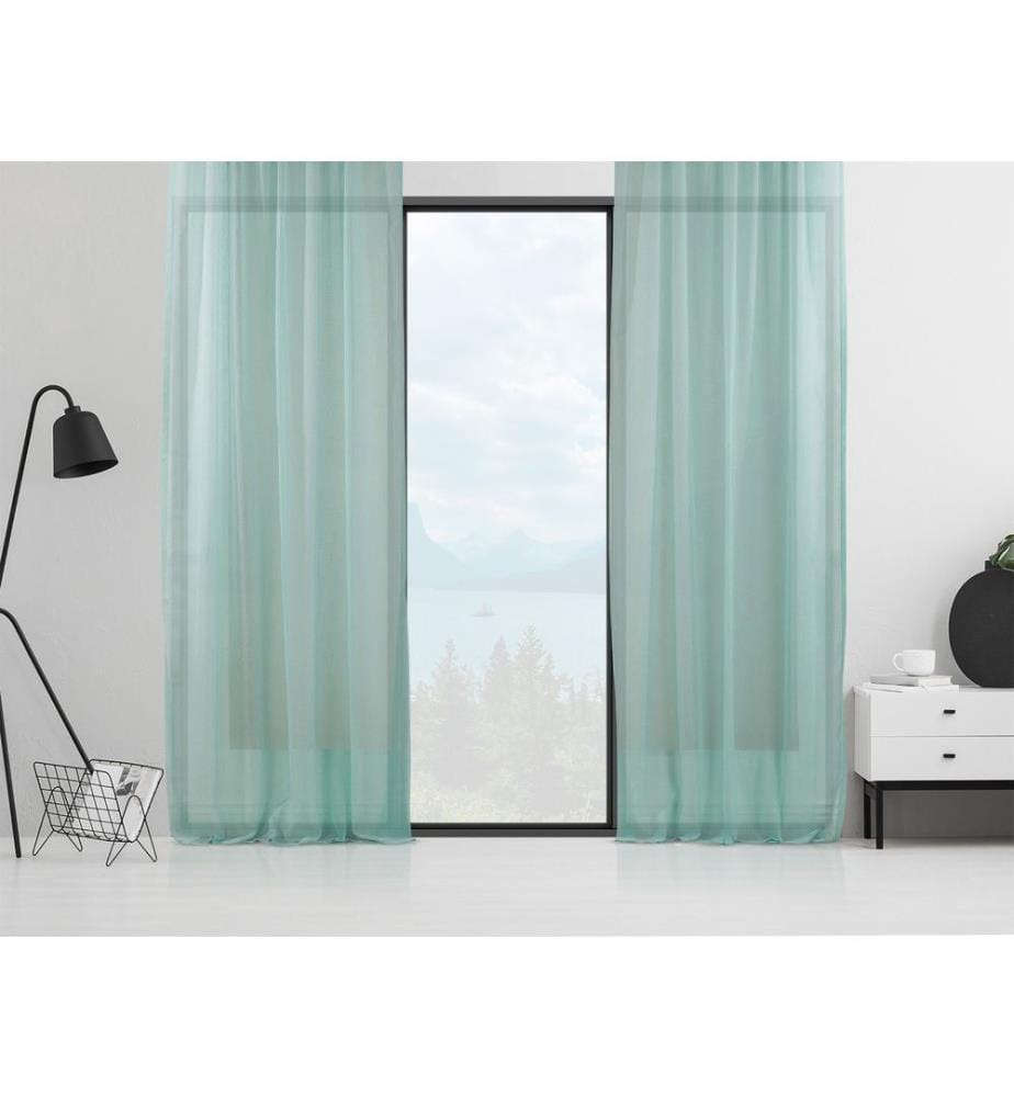 Tenda trasparente, menta, 100% poliestere, finto lino