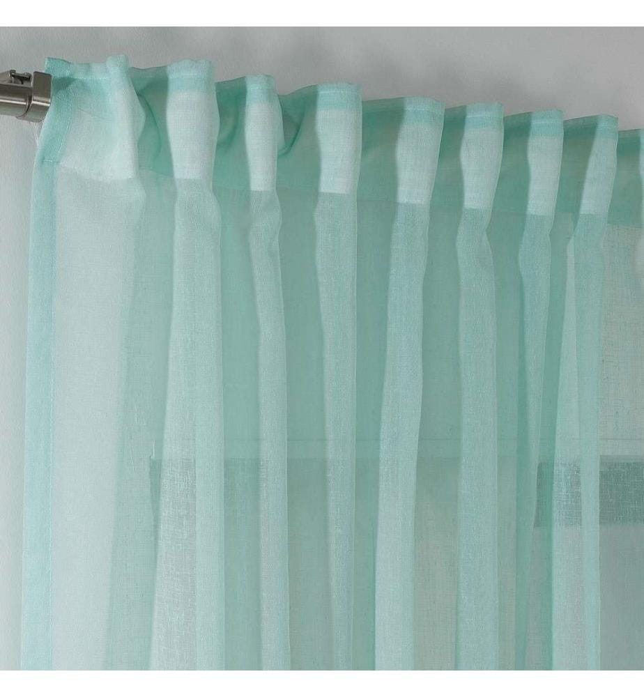 Tenda trasparente, menta, 100% poliestere, finto lino