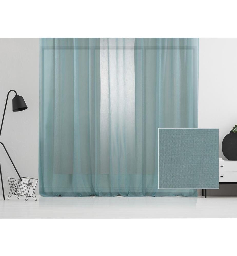 Tenda trasparente, turchese, 100% poliestere, finto lino