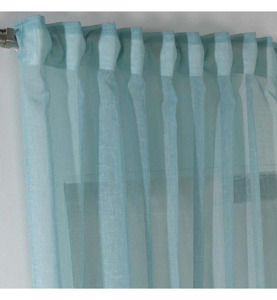 Tenda trasparente, turchese, 100% poliestere, finto lino