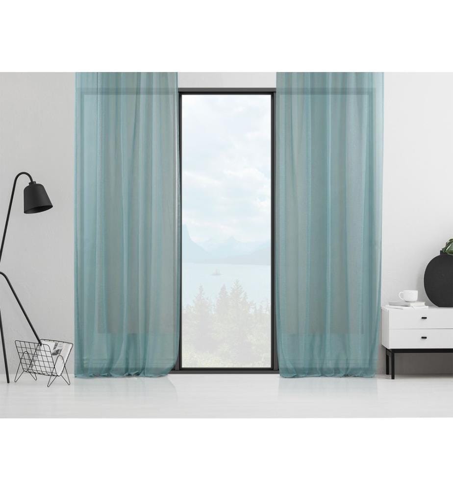 Tenda trasparente, turchese, 100% poliestere, finto lino