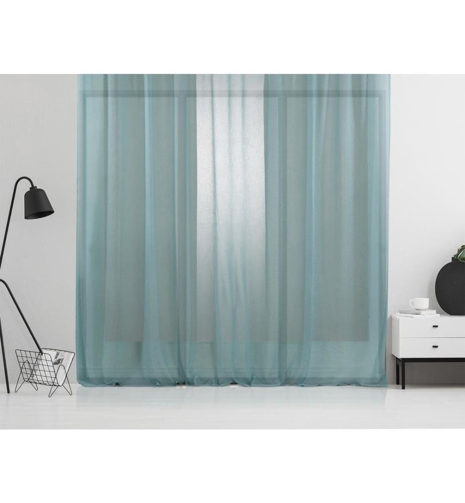Tenda trasparente, turchese, 100% poliestere, finto lino