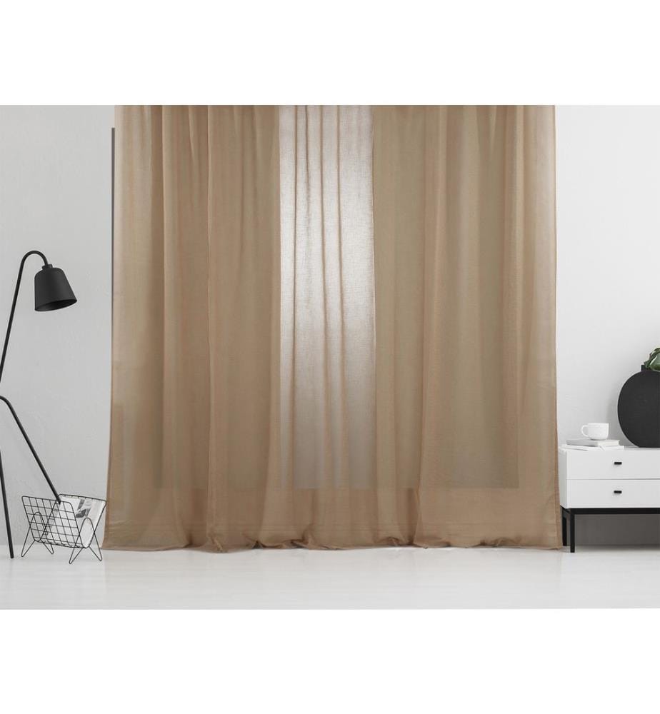 Tenda trasparente, marrone, 100% poliestere, finto lino
