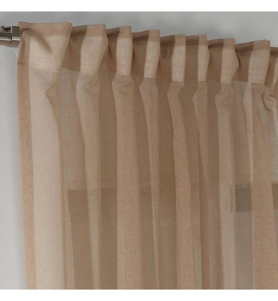 Tenda trasparente, marrone, 100% poliestere, finto lino