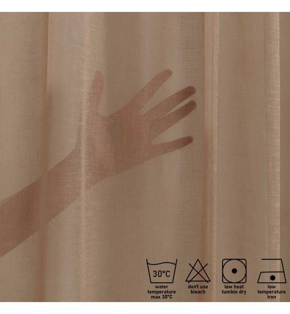 Tenda trasparente, marrone, 100% poliestere, finto lino