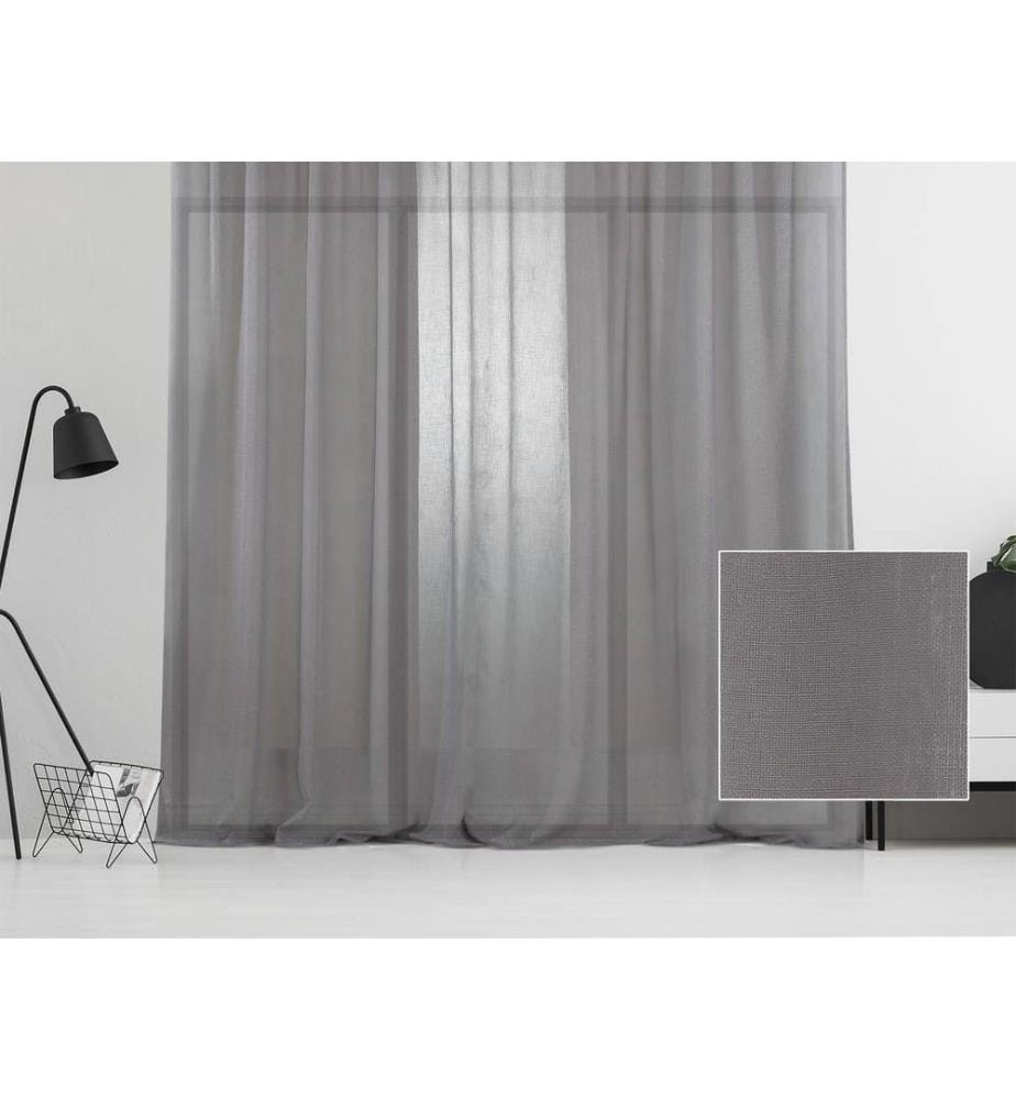 Tenda trasparente, grigio, 100% poliestere, finto lino