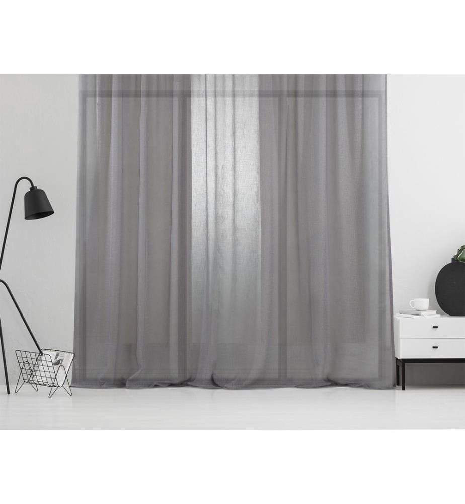 Tenda trasparente, grigio, 100% poliestere, finto lino