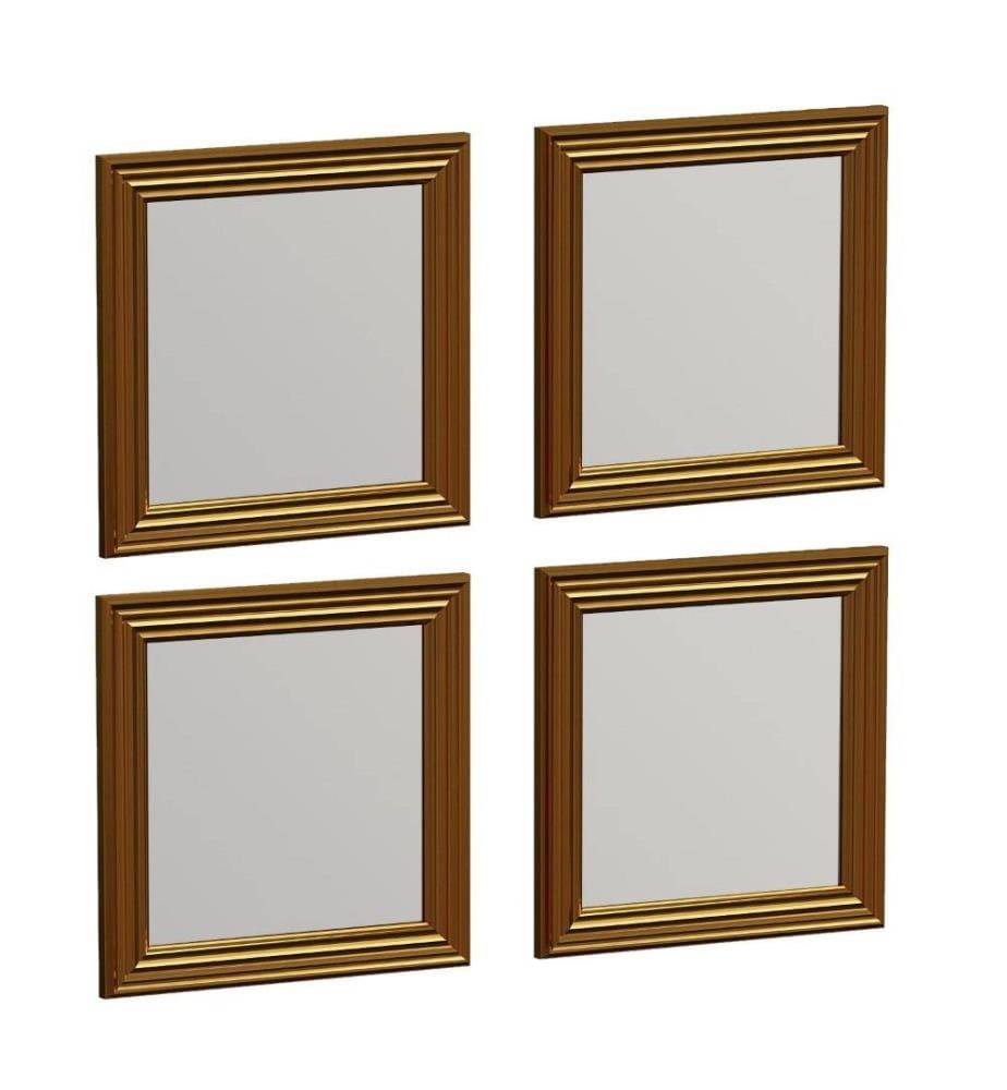 Set di specchi, 4 pezzi, oro, MDF, cornice laminata