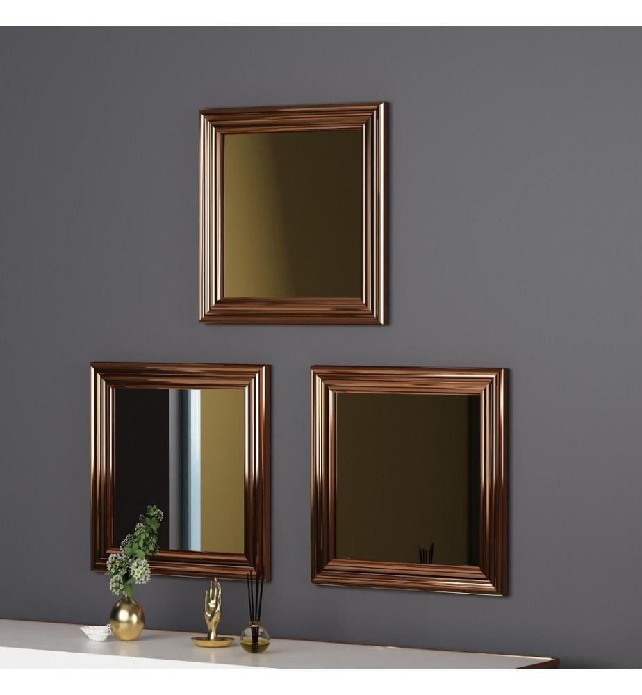 Set di specchi, 3 pezzi, bronzo, MDF, cornice in bronzo