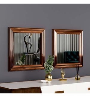 Set di specchi, 2 pezzi, bronzo, MDF, cornice in bronzo