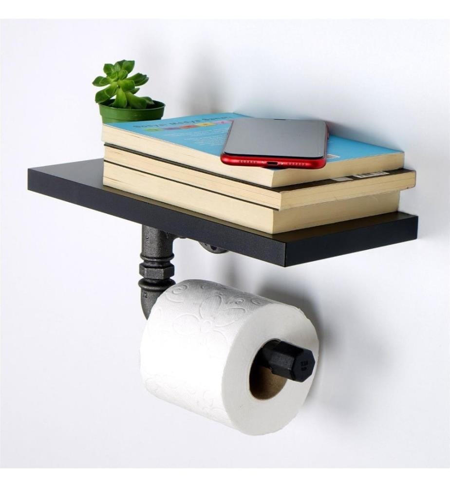 Toilettenpapierhalter, Schwarz Silber, Mdf