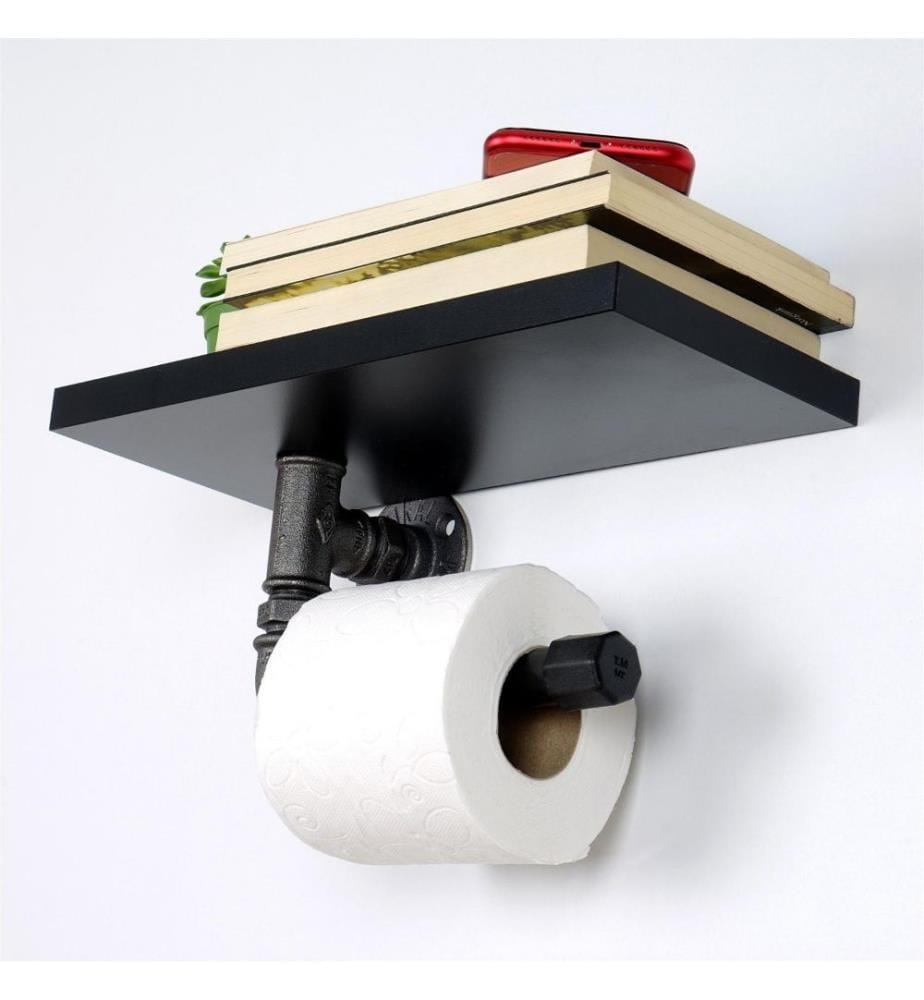 Toilettenpapierhalter, Schwarz Silber, Mdf