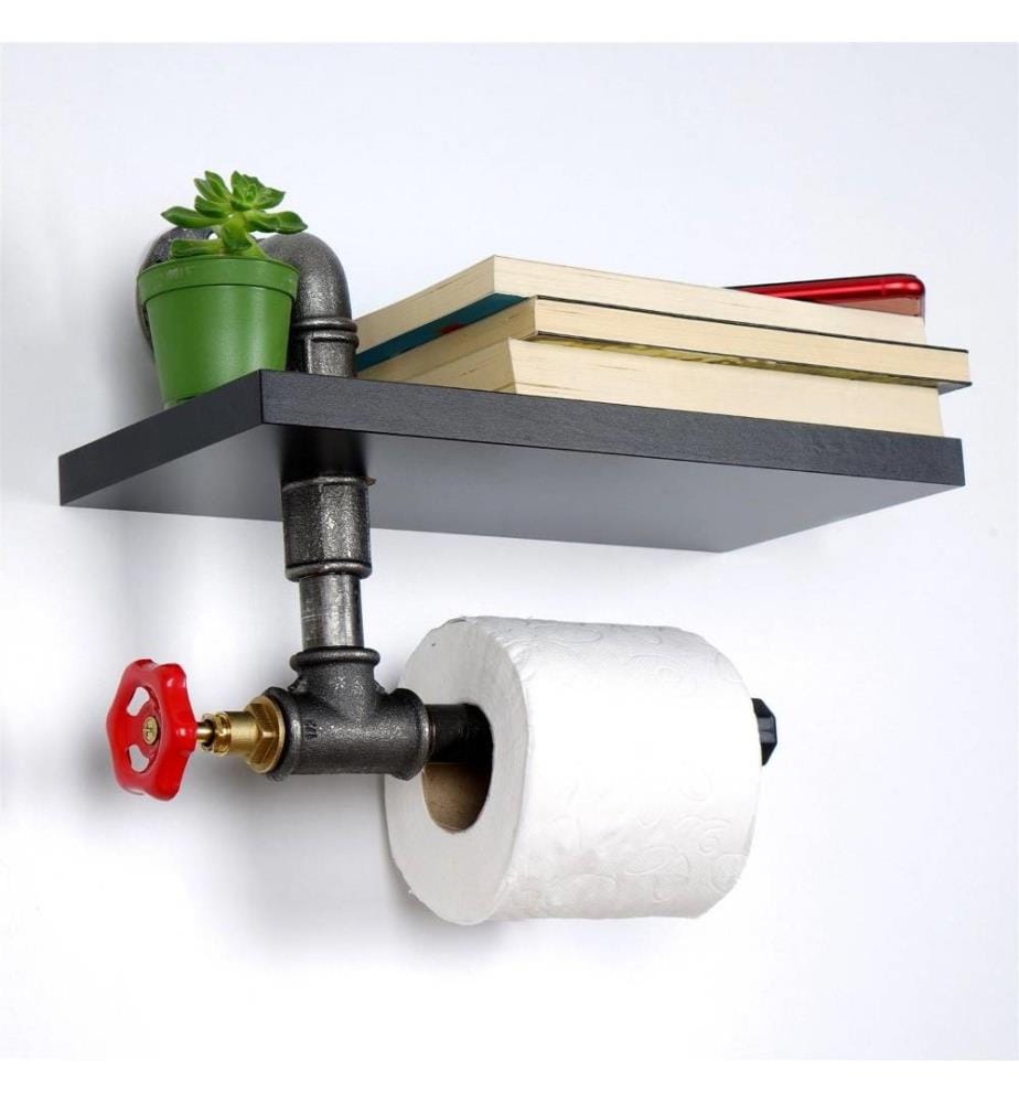 Toilettenpapierhalter, Schwarz Silber, Mdf