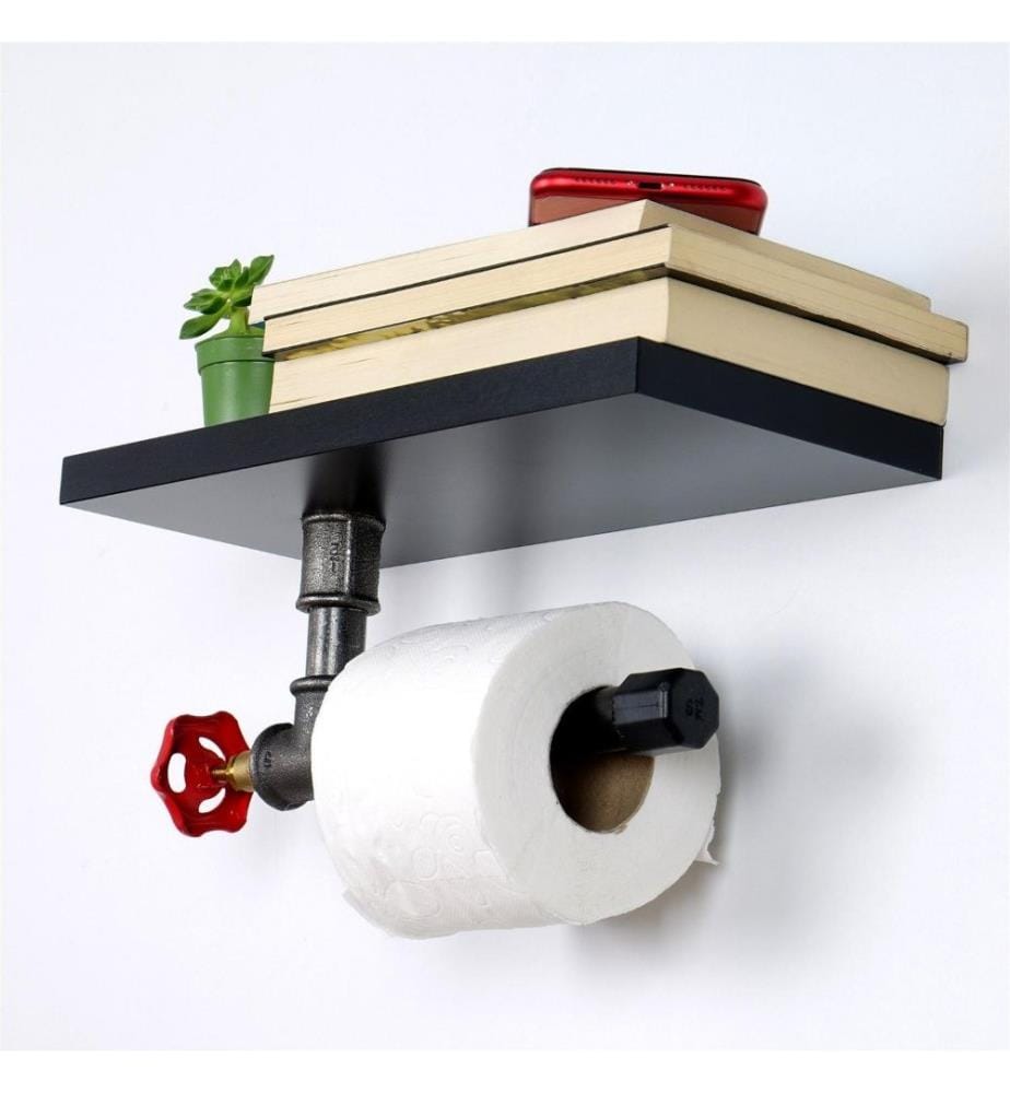 Toilettenpapierhalter, Schwarz Silber, Mdf