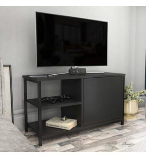 TV-Ständer, Schwarz-Anthrazit, Melaminharzbeschichtete Spanplatte