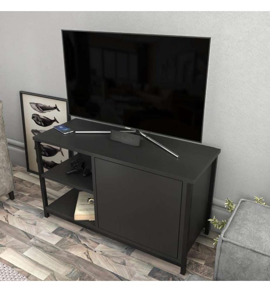 Meuble TV, Noir Anthracite, Panneau de particules mélaminé
