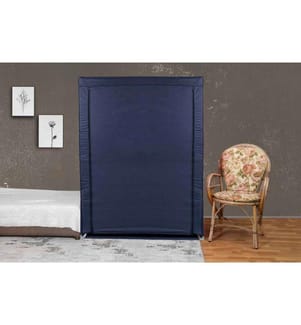 Borsa portaoggetti, blu scuro, tessuto di ovatta, struttura in metallo