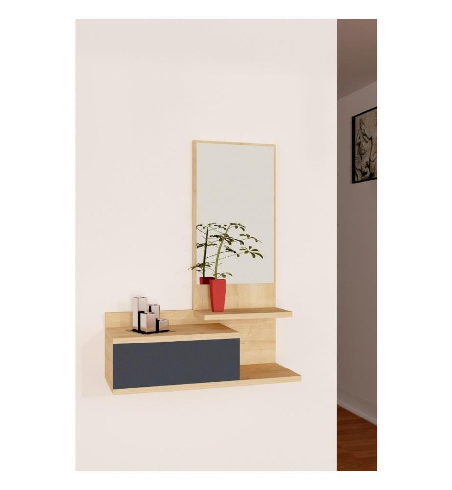 Hall Stand, Oak Anthracite, Melamine Coated Particle Board